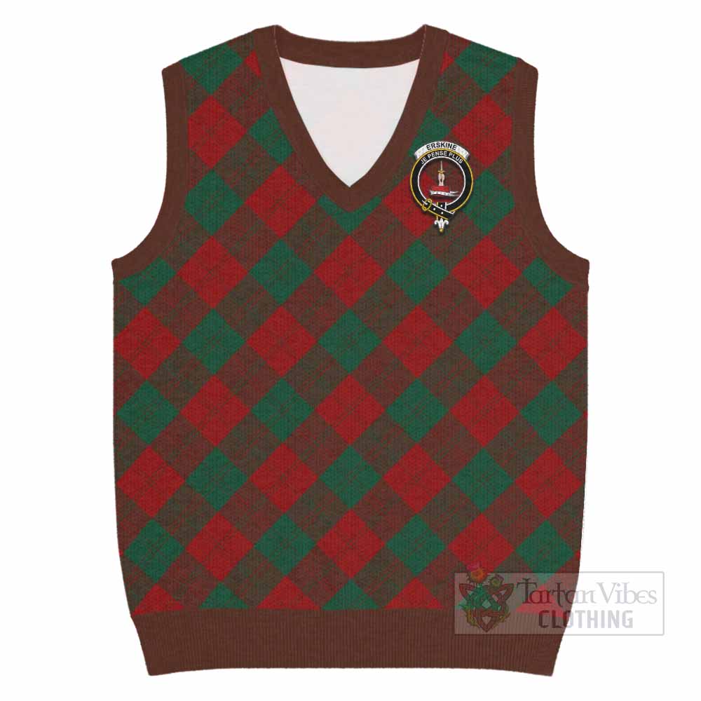 Erskine Tartan Knitted V-Neck Vest with Family Crest Cross Style