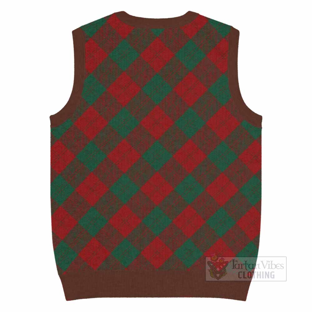 Erskine Tartan Knitted V-Neck Vest with Family Crest Cross Style