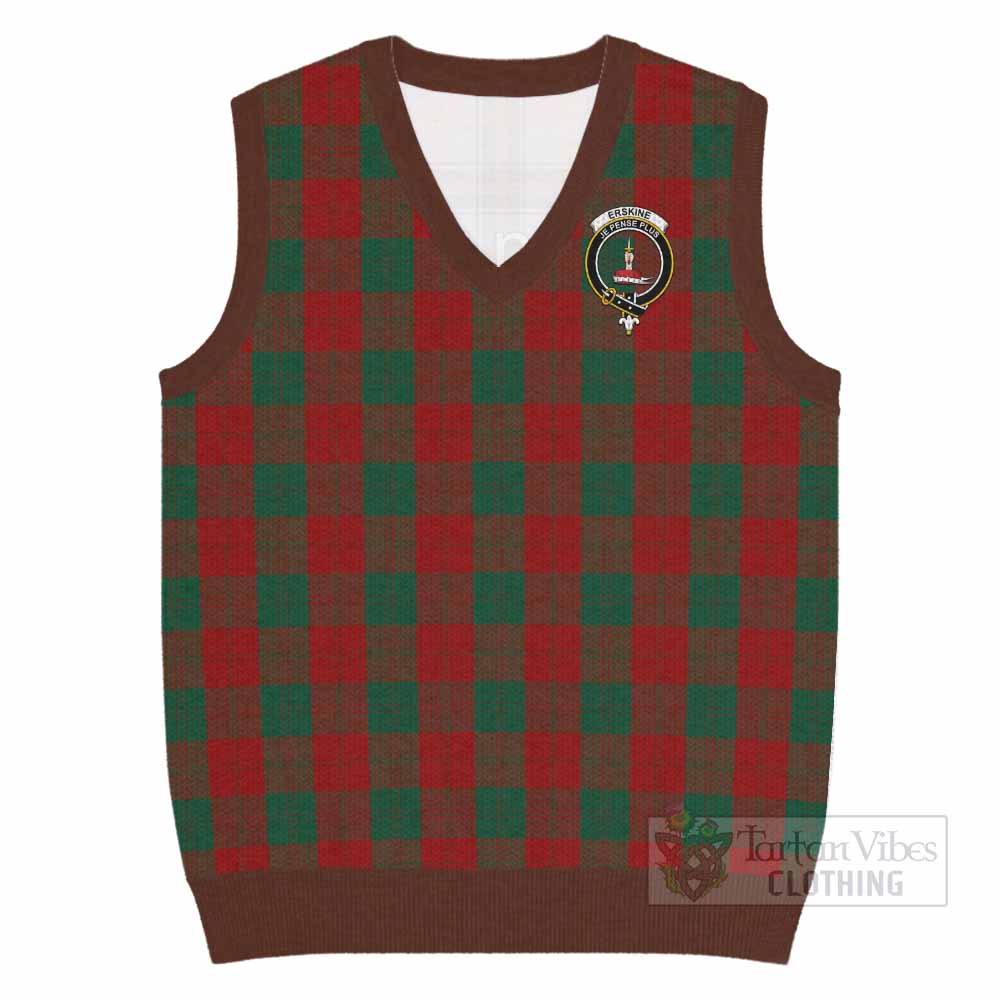 Erskine Tartan Knitted V-Neck Vest with Family Crest - Tartan Vibes Clothing
