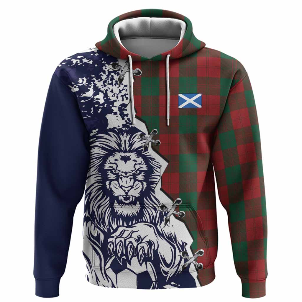 Erskine Tartan Scottish Hoodie Angry Lion With Soccer Ball Style