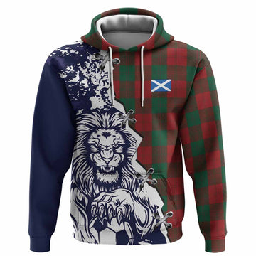 Erskine Tartan Scottish Hoodie Angry Lion With Soccer Ball Style