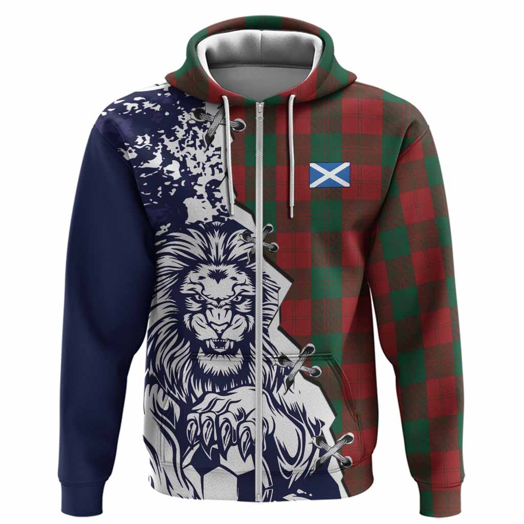 Erskine Tartan Scottish Hoodie Angry Lion With Soccer Ball Style