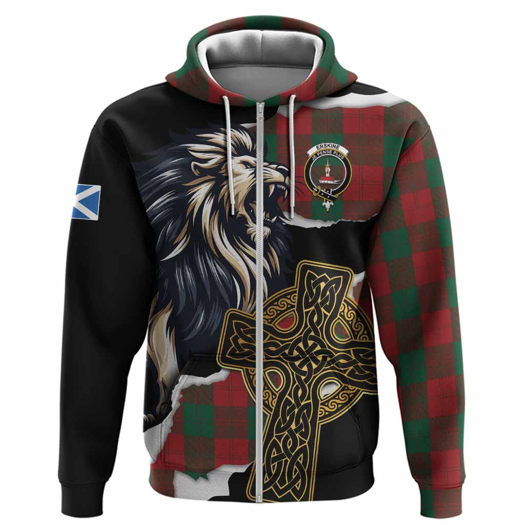 Erskine Tartan Scottish Hoodie Lion Celtic Heritage