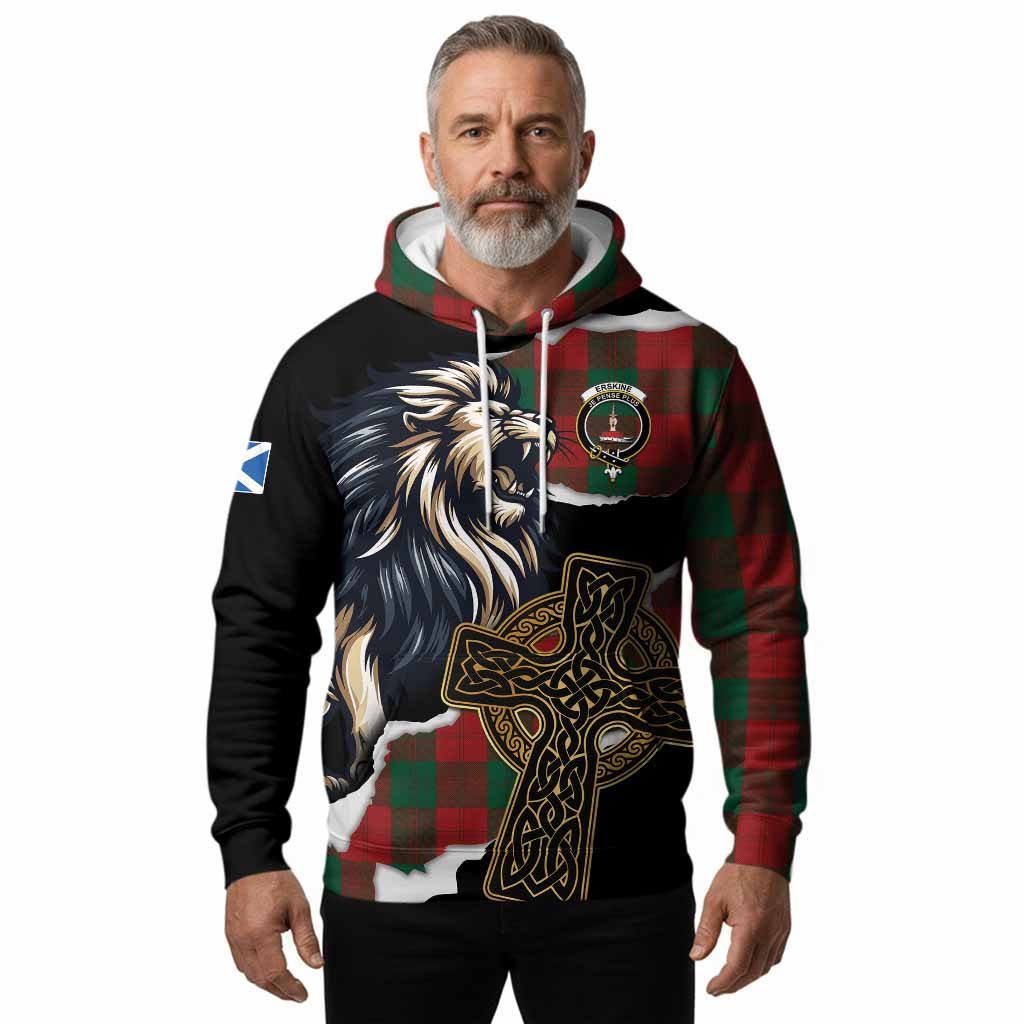 Erskine Tartan Scottish Hoodie Lion Celtic Heritage