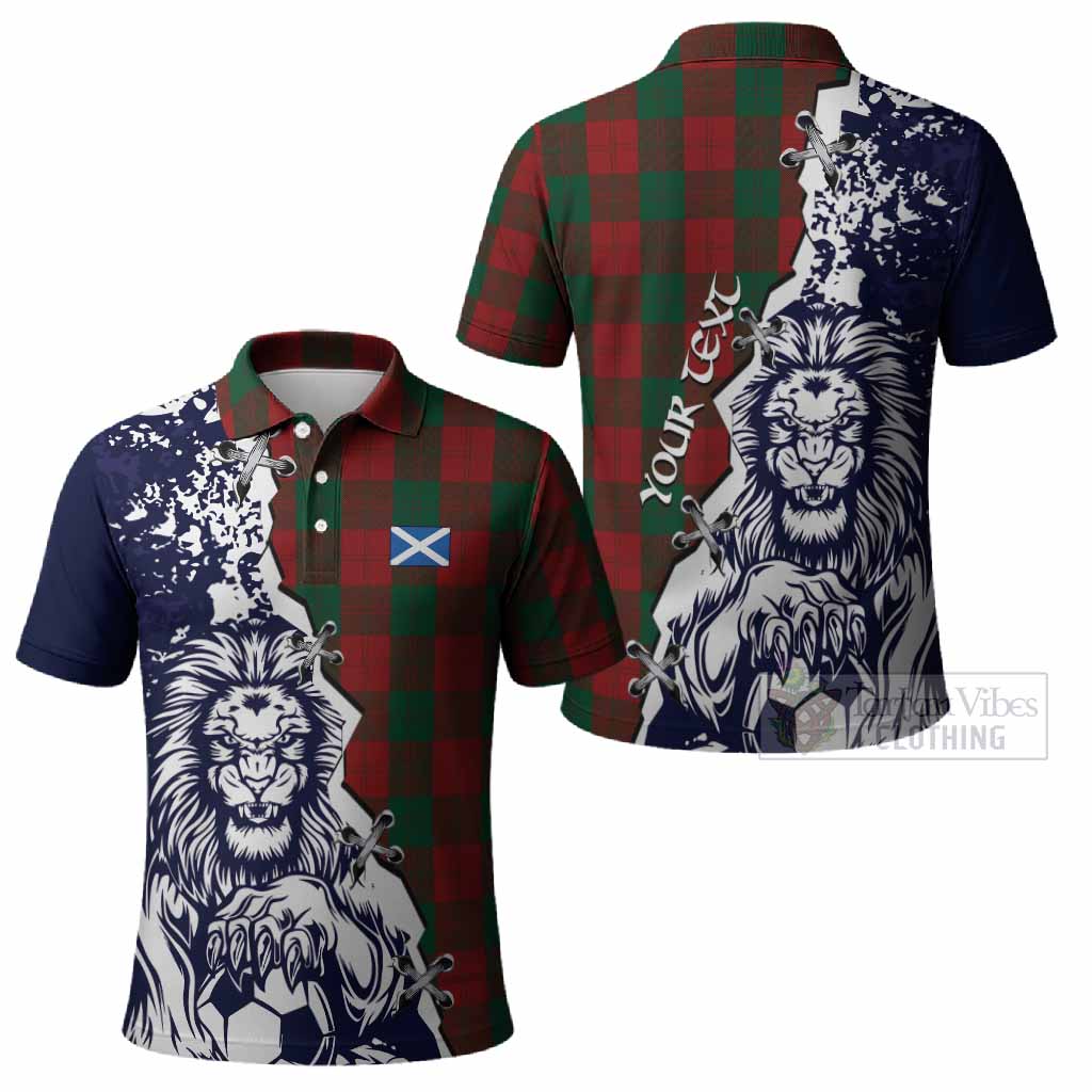 Erskine Tartan Scottish Polo Shirt Angry Lion With Soccer Ball Style