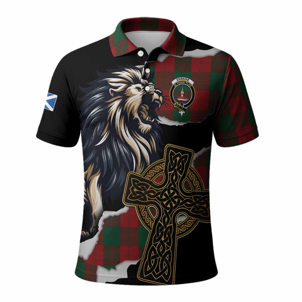 Erskine Tartan Scottish Polo Shirt Lion Celtic Heritage