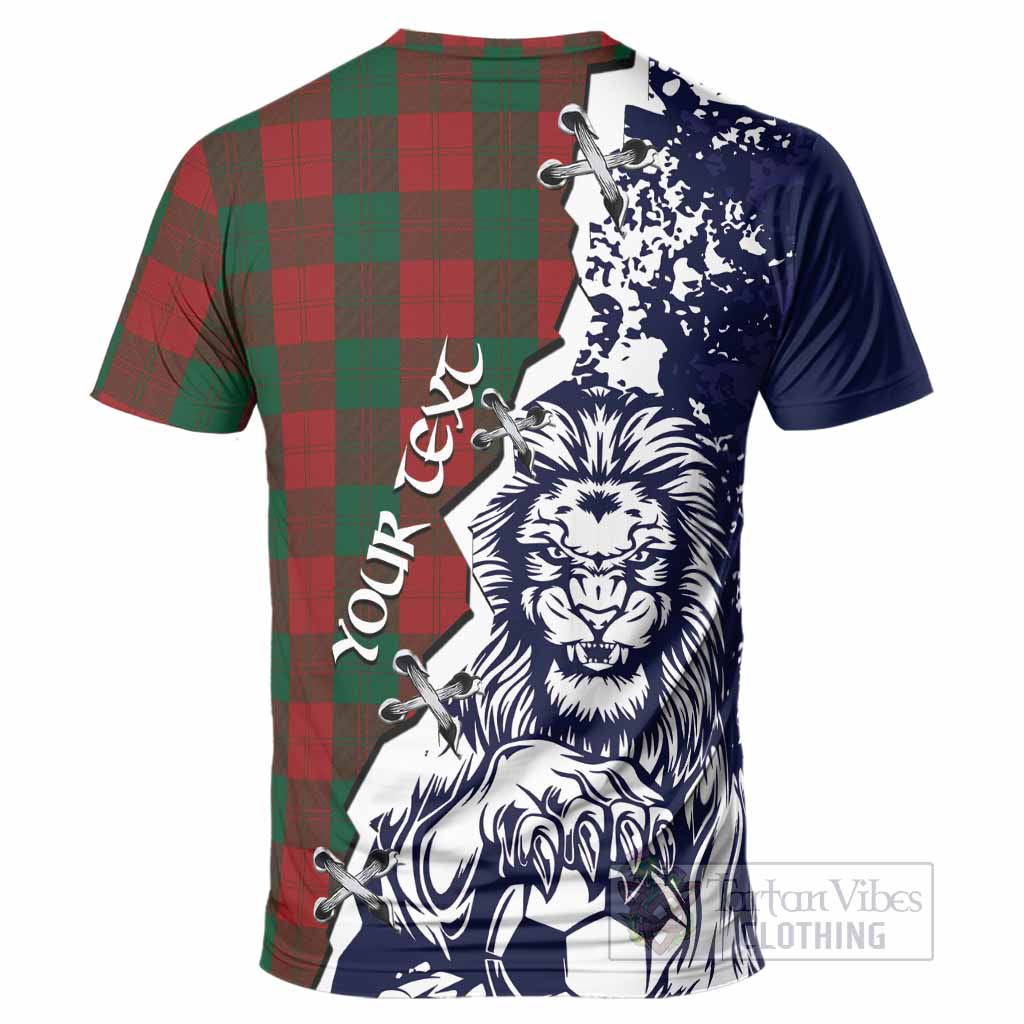 Erskine Tartan Scottish T-Shirt Angry Lion With Soccer Ball Style