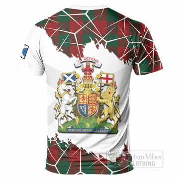 Erskine Tartan T-Shirt with Family Crest and Lion Rampant Grunge Style