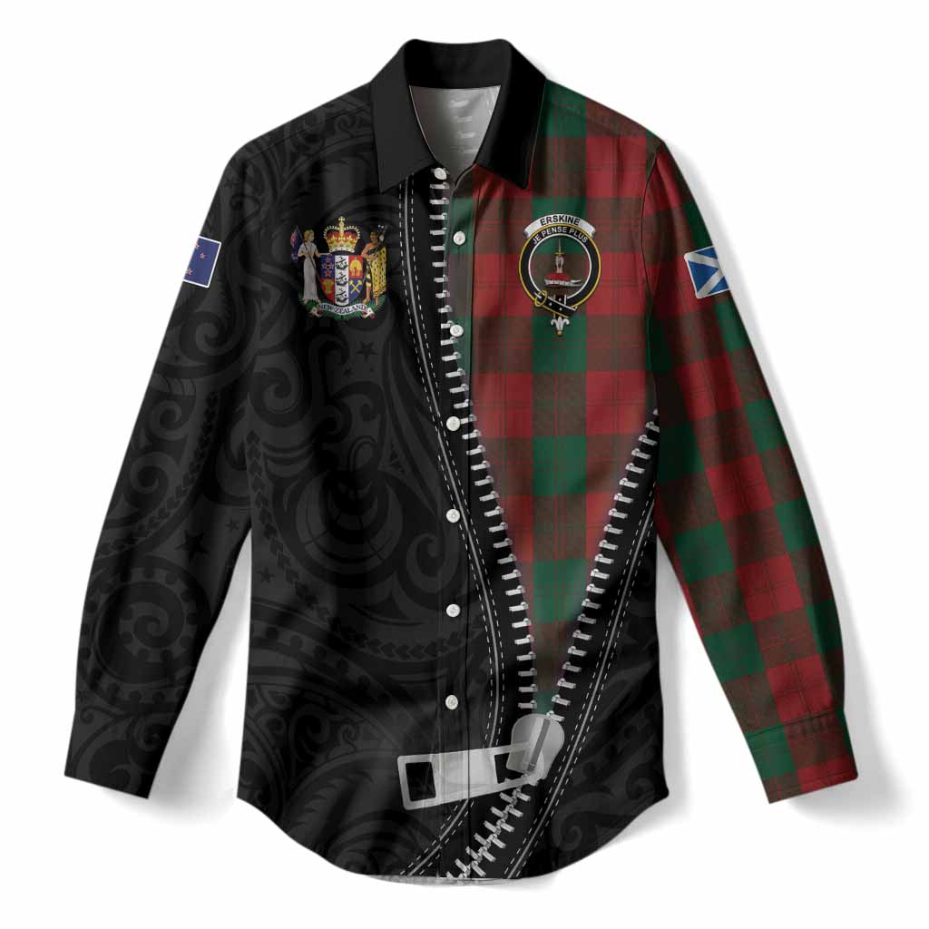 Erskine Tartan Women Casual Shirt New Zealand Pattern Unique Zipper Stylized