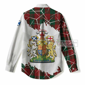 Erskine Tartan Women Casual Shirt with Family Crest and Lion Rampant Grunge Style