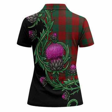Erskine Tartan Women Polo Shirt Resilient Scottish Thistle