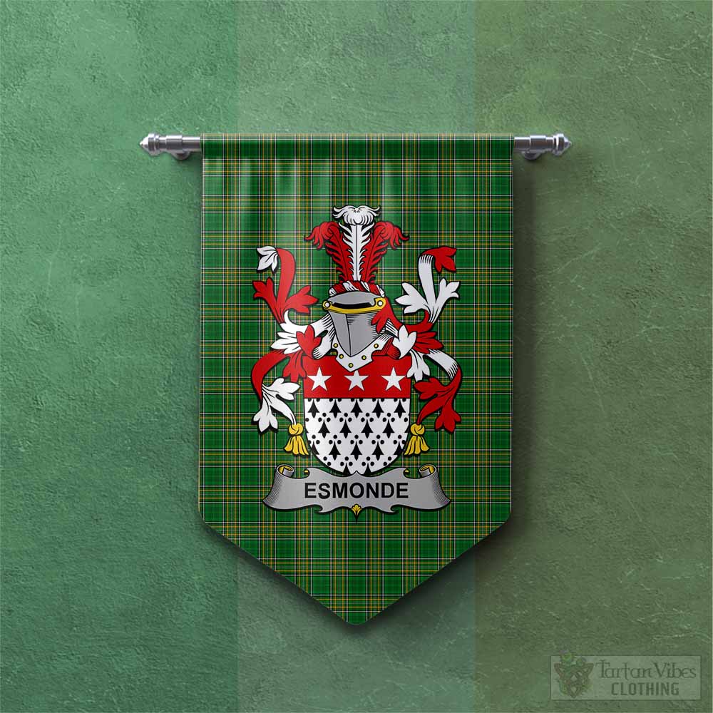 Tartan Vibes Clothing Esmonde Irish Clan Tartan Gonfalon, Tartan Banner with Coat of Arms