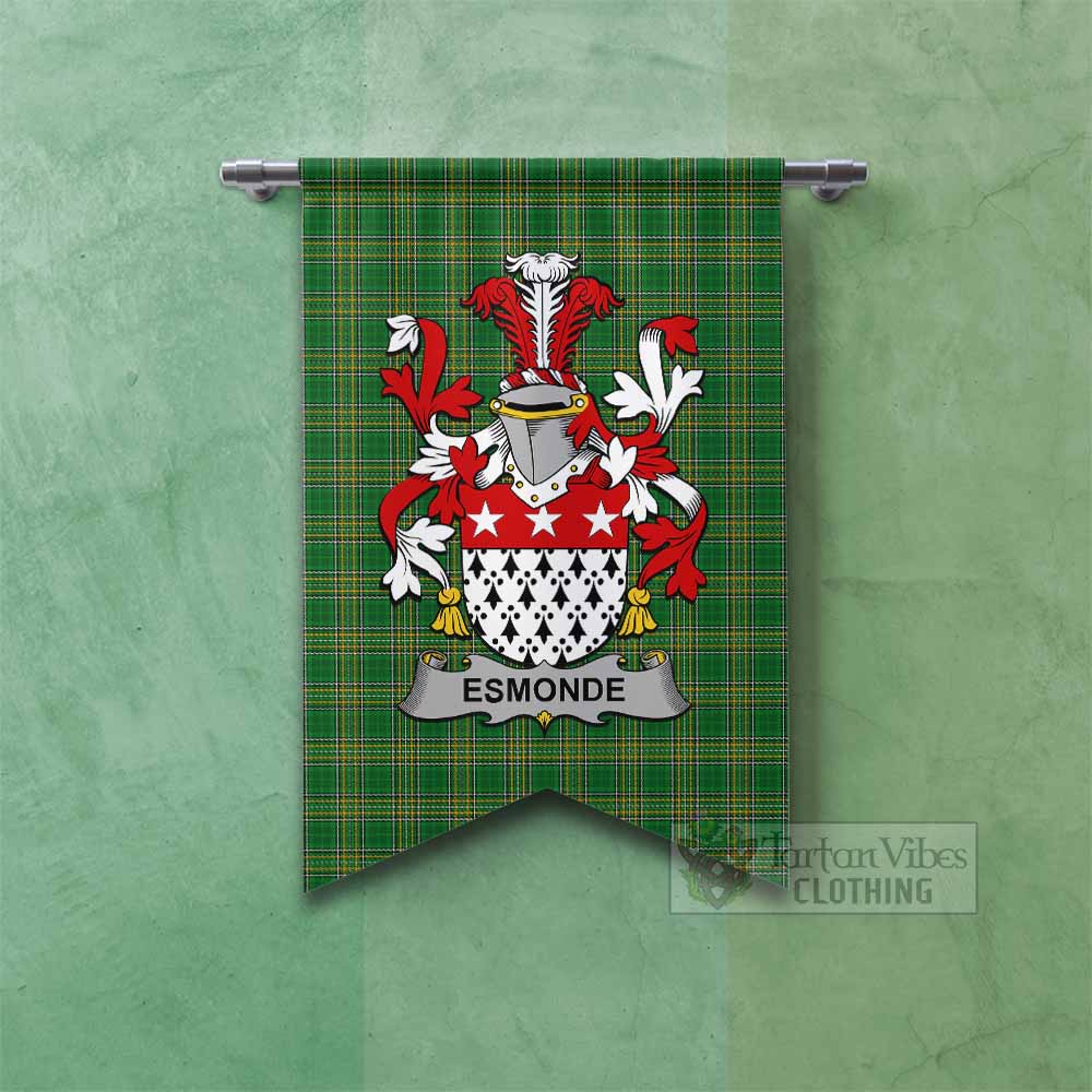 Tartan Vibes Clothing Esmonde Irish Clan Tartan Gonfalon, Tartan Banner with Coat of Arms