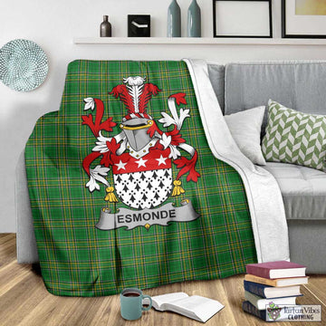 Tartan Vibes Clothing Esmonde Irish Clan Tartan Blanket with Coat of Arms