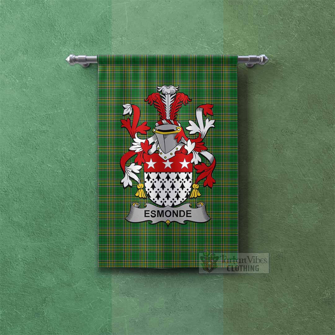 Tartan Vibes Clothing Esmonde Irish Clan Tartan Gonfalon, Tartan Banner with Coat of Arms