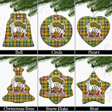 Essex County Canada Tartan Christmas Ornaments with Scottish Gnome Playing Bagpipes