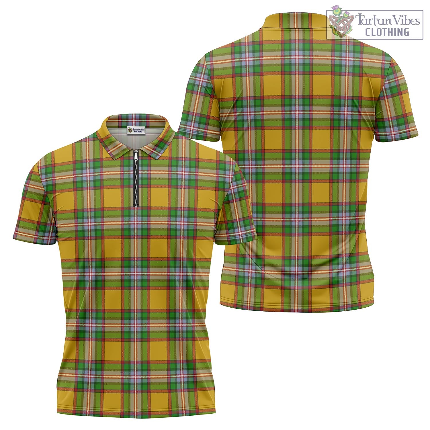 Tartan Vibes Clothing Essex County Canada Tartan Zipper Polo Shirt