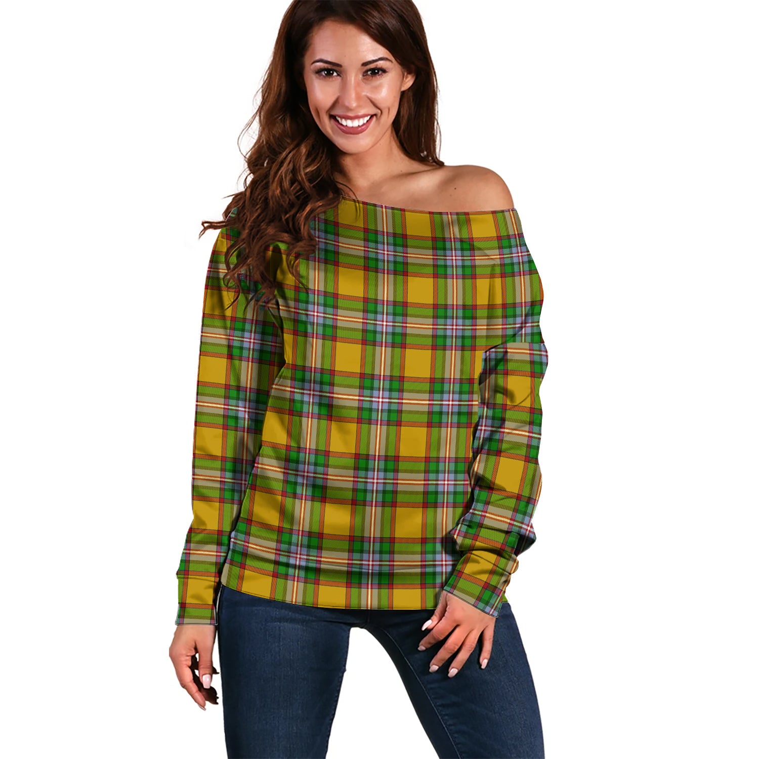 Essex County Canada Tartan Off Shoulder Women Sweater Women - Tartanvibesclothing