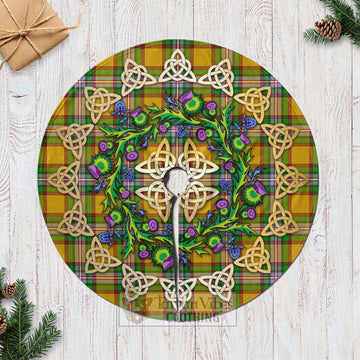 Tartan Vibes Clothing Essex County Canada Tartan Christmas Tree Skirt with Thistle Celtic Knot Style