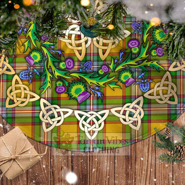 Tartan Vibes Clothing Essex County Canada Tartan Christmas Tree Skirt with Thistle Celtic Knot Style