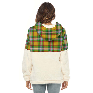 Essex County Canada Tartan Half Style Women's Borg Fleece Hoodie with Half Zip