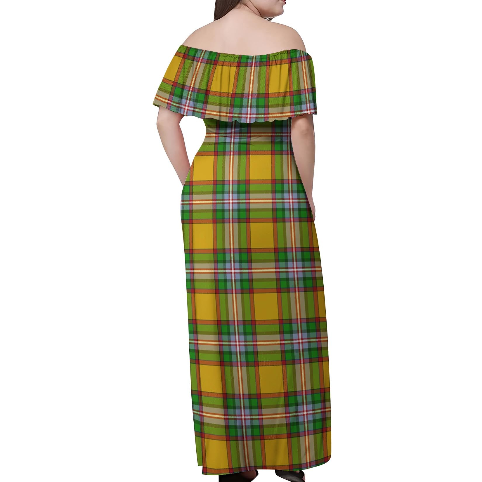 Essex County Canada Tartan Off Shoulder Long Dress - Tartanvibesclothing