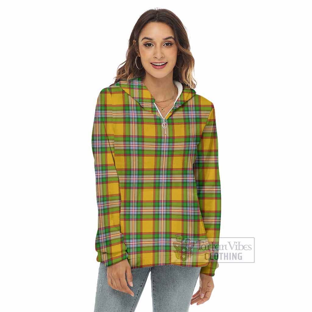 Tartan Vibes Clothing Essex County Canada Tartan Women's Borg  Half Zip Fleece Hoodie