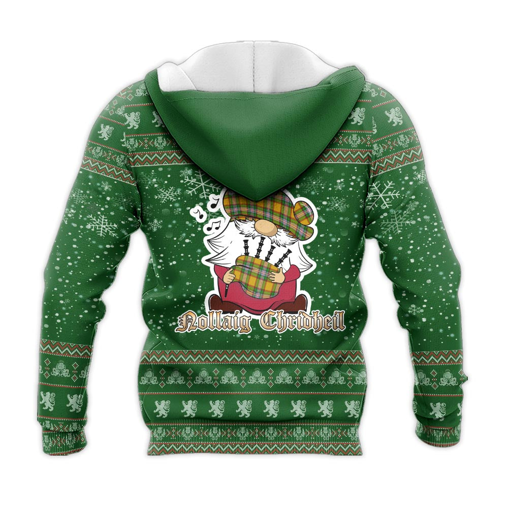 Essex County Canada Clan Christmas Knitted Hoodie with Funny Gnome Playing Bagpipes - Tartanvibesclothing