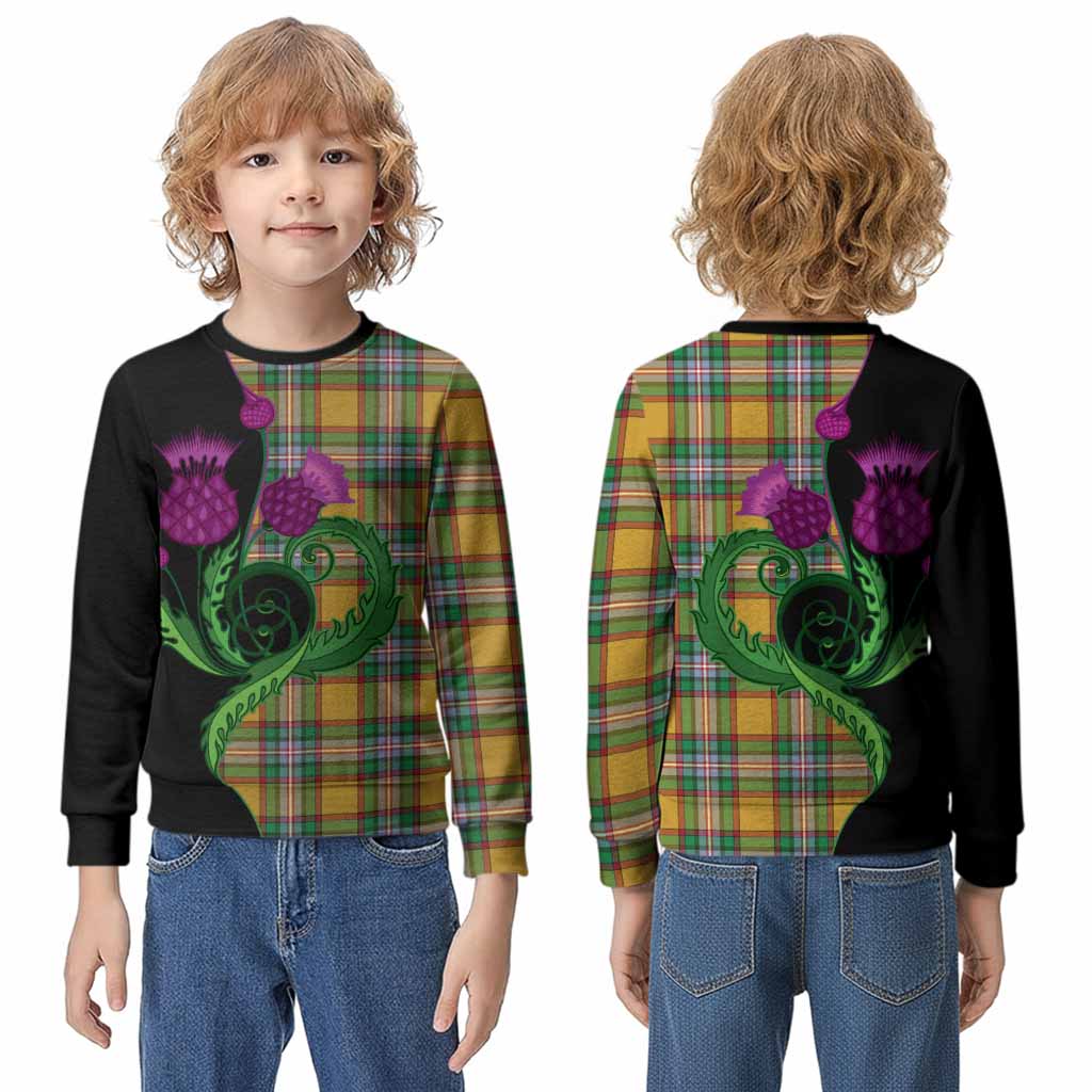 Essex County Canada Tartan Kid Knitted Sweatshirt Traditional Scottish Thistle