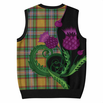 Essex County Canada Tartan Knitted V-Neck Vest Traditional Scottish Thistle
