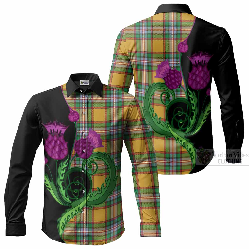 Essex County Canada Tartan Long Sleeve Button Shirts Traditional Scottish Thistle