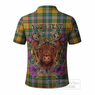 Essex County Canada Tartan Polo Shirt Scottish Thistle Heilan Coo