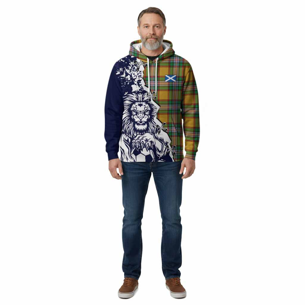 Essex County Canada Tartan Scottish Cotton Hoodie Angry Lion With Soccer Ball Style