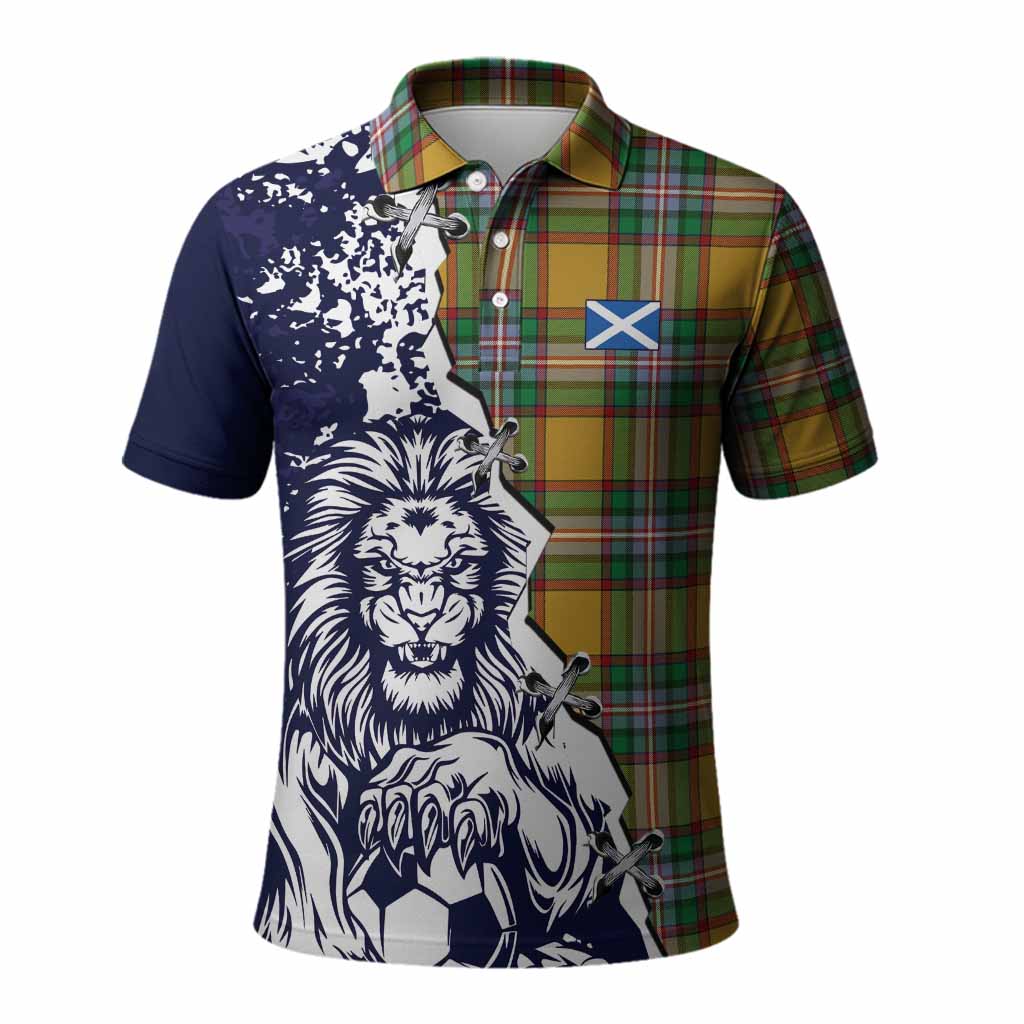 Essex County Canada Tartan Scottish Polo Shirt Angry Lion With Soccer Ball Style