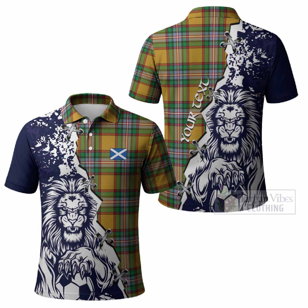 Essex County Canada Tartan Scottish Polo Shirt Angry Lion With Soccer Ball Style
