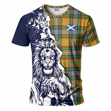 Essex County Canada Tartan Scottish T-Shirt Angry Lion With Soccer Ball Style
