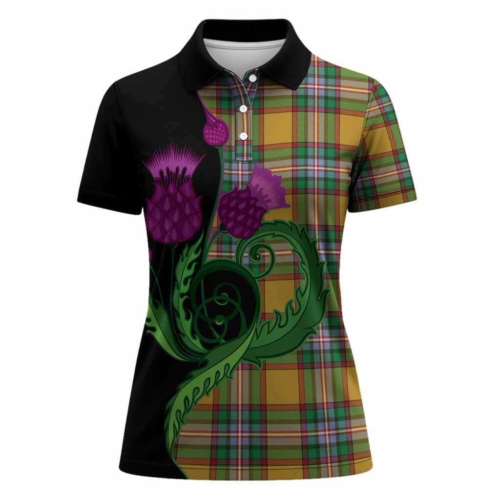 Essex County Canada Tartan Women Polo Shirt Traditional Scottish Thistle