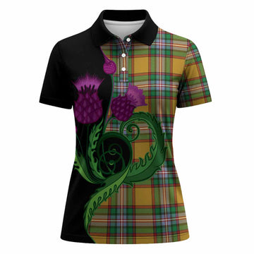 Essex County Canada Tartan Women Polo Shirt Traditional Scottish Thistle