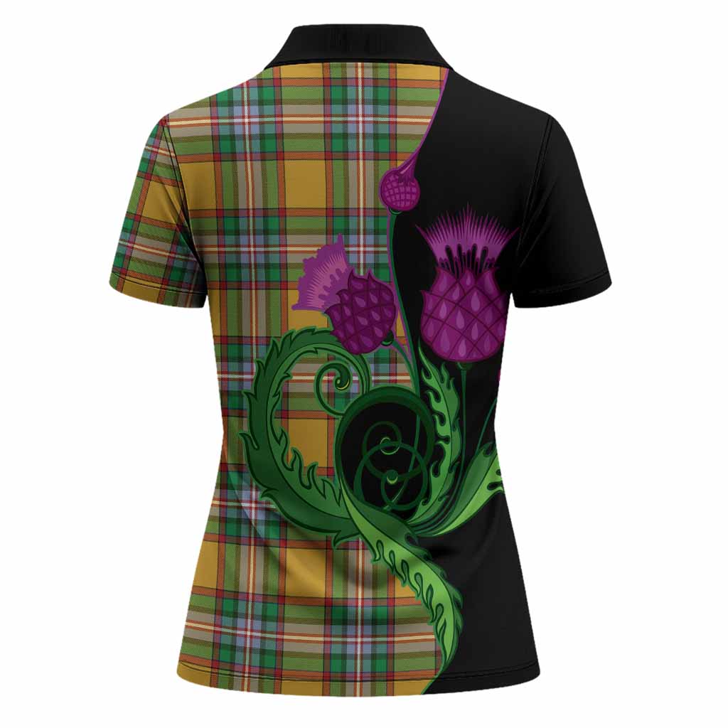 Essex County Canada Tartan Women Polo Shirt Traditional Scottish Thistle