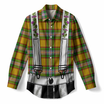 Essex Tartan Lederhosen Costume Women Casual Shirt Scotland Thistle Floral