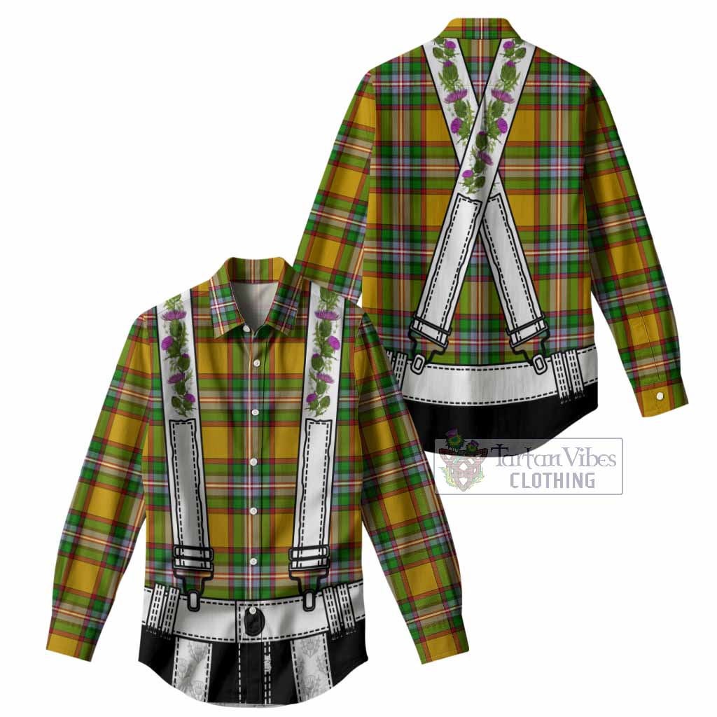 Essex Tartan Lederhosen Costume Women Casual Shirt Scotland Thistle Floral