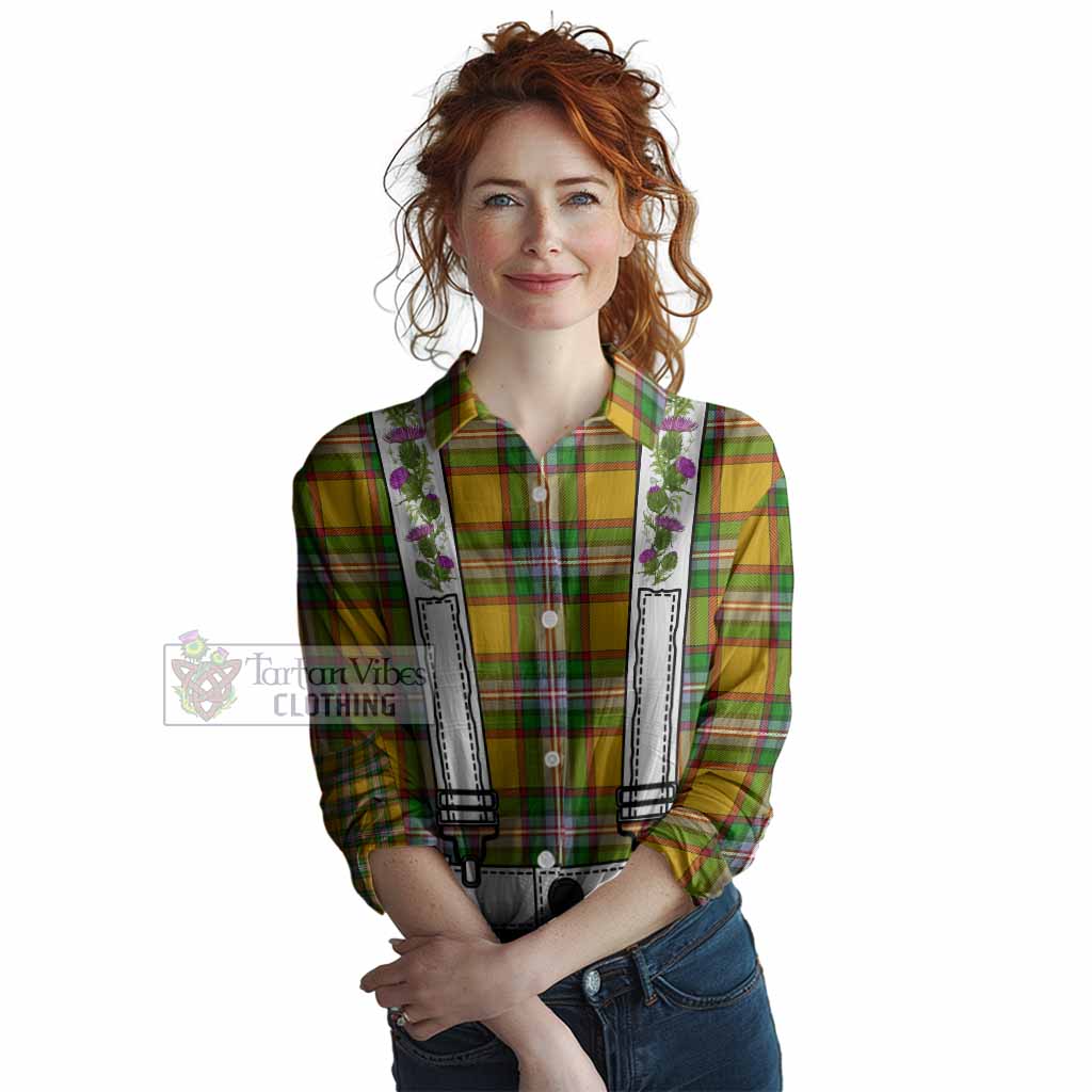 Essex Tartan Lederhosen Costume Women Casual Shirt Scotland Thistle Floral