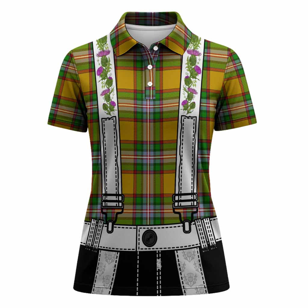 Essex Tartan Lederhosen Costume Women Polo Shirt Scotland Thistle Floral