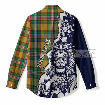 Essex Tartan Scottish Women Casual Shirt Angry Lion With Soccer Ball Style