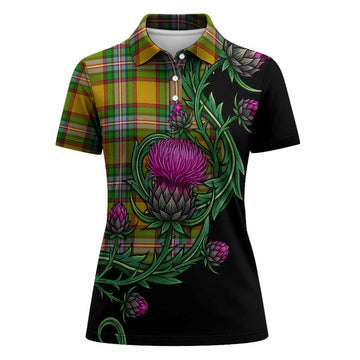 Essex Tartan Women Polo Shirt Resilient Scottish Thistle