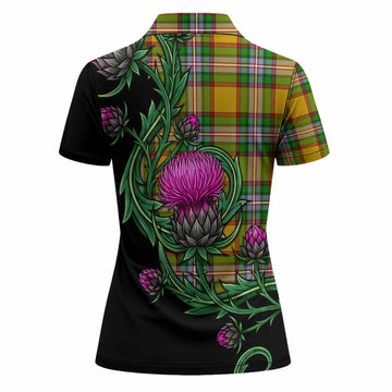 Essex Tartan Women Polo Shirt Resilient Scottish Thistle