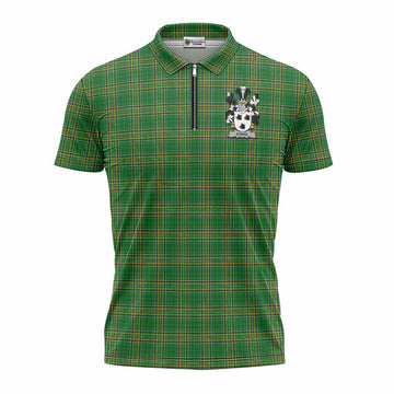 Evans Irish Clan Tartan Zipper Polo Shirt with Coat of Arms Unisex - Tartan Vibes Clothing
