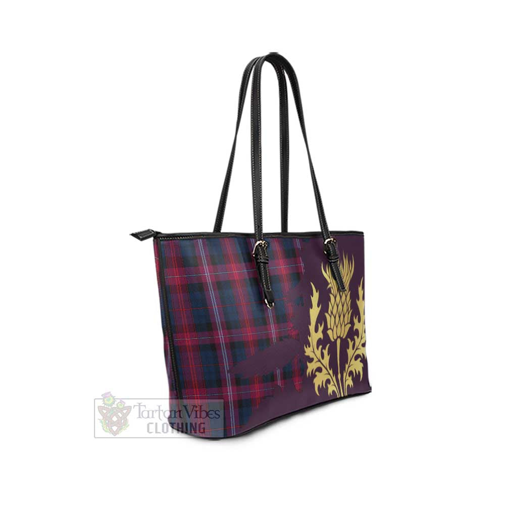 Evans (Bevan) of Wales Tartan Leather Tote Bag Gold Thistle Style - Tartan Vibes Clothing