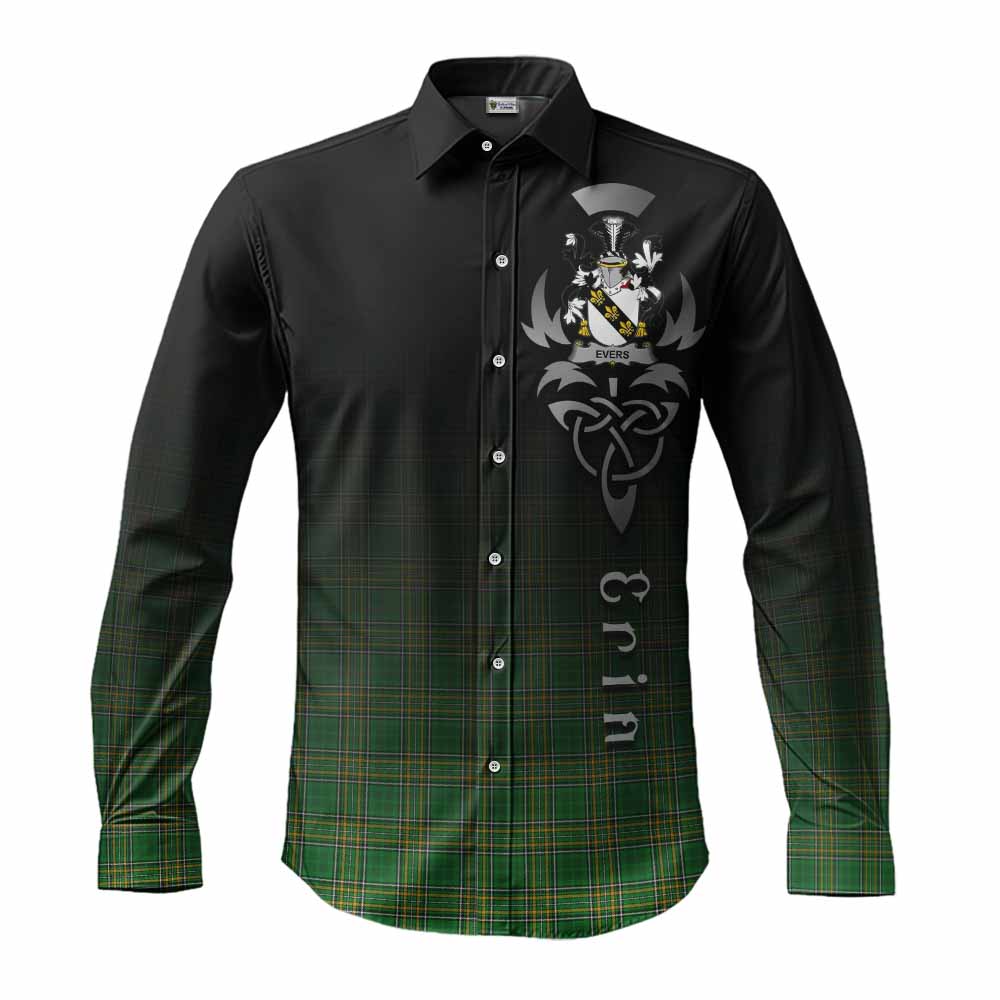 Evers Irish Clan Long Sleeve Button Shirt with Coat of Arms Erin Go Bragh Celtic Inspired Men's Shirt S - Tartan Vibes Clothing