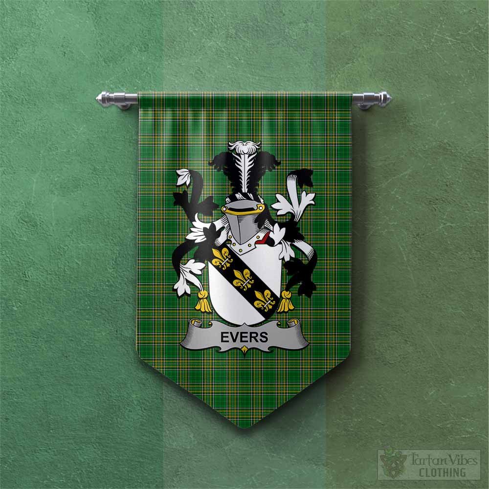 Tartan Vibes Clothing Evers Irish Clan Tartan Gonfalon, Tartan Banner with Coat of Arms